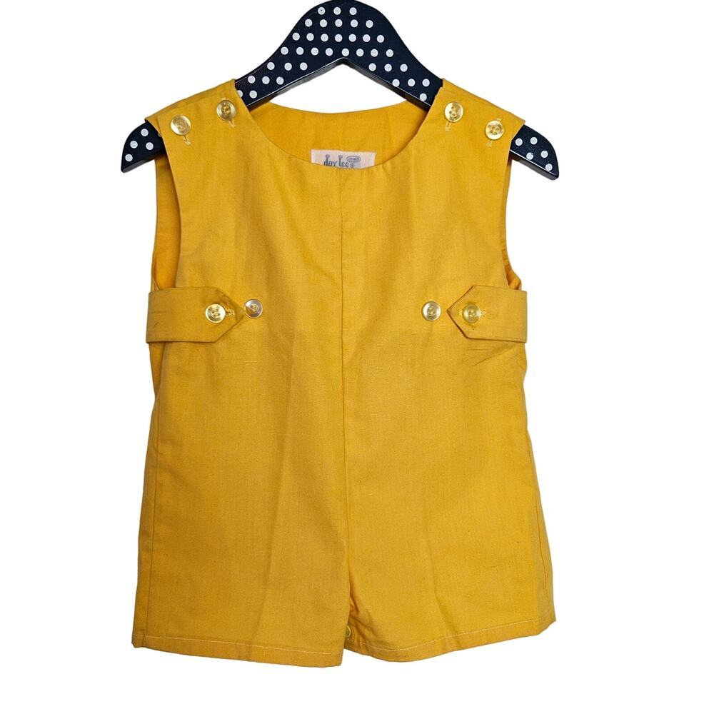 Vintage Dor Doy Lee Infant Romper 18 mos Golden Yellow Shorts One Piece‎